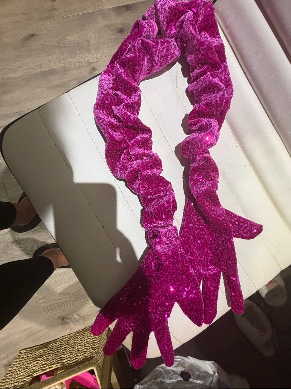 Weissman Glitter Fuchsia Strappy One-Piece Jumpsuit - Picture 5 of 9